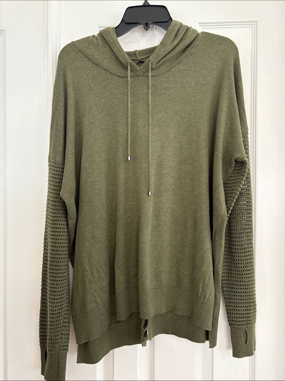 Stitches & Stripes Olive Green Hooded Knit Pullover tunic Sweater Women’s Large